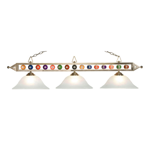 Designer Classics 3 Light Billiard Light In Satin Nickel WithGlass