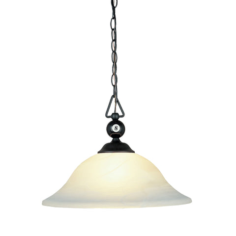 Designer Classics 1 Light Pendant In Matte Black And White Faux Alabaster Glass
