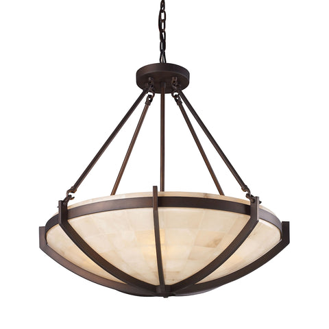 Spanish Mosaic 6 Light Pendant In Aged Bronze