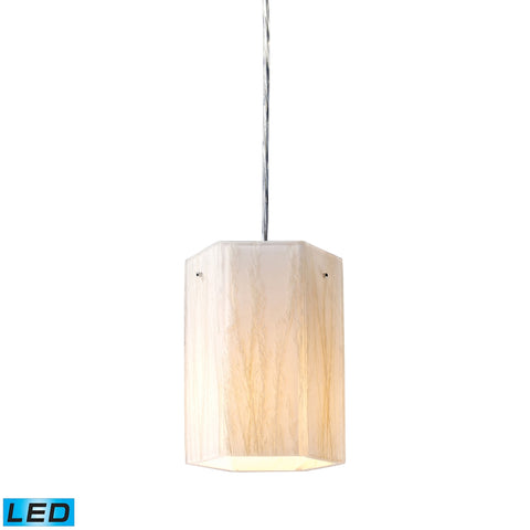 Modern Organics 1 Light LED Pendant In Polished Chrome And White Sawgrass