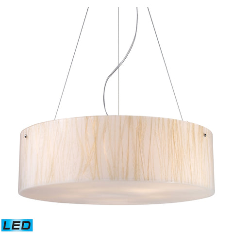 Modern Organics 5 Light LED Pendant In Polished Chrome And White Sawgrass