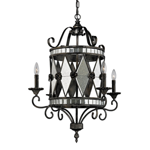 Mariana 4 Light Chandelier In Blackened Silver