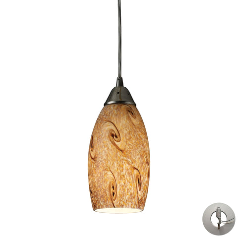 Galaxy 1 Light Pendant In Misty Lavendar And Satin Nickel - Includes Recessed Lighting Kit