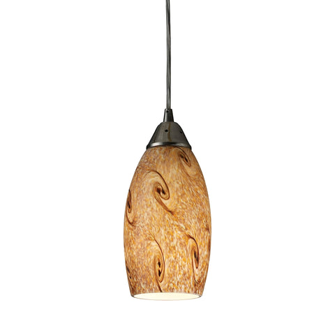 Galaxy 1 Light LED Pendant In Misty Lavender And Satin Nickel