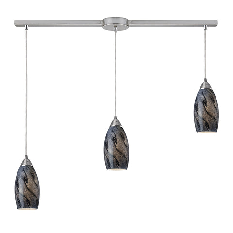 Galaxy 3 LED Light Pendant In Smoke And Satin Nickel