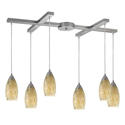 Galaxy 6-Lt Caramel Chand In Satin Nickel