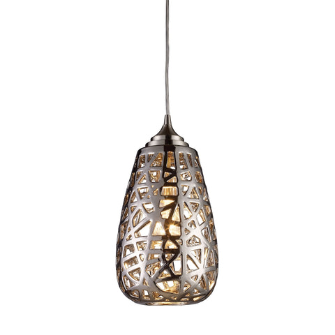 Nestor 1 Light Pendant In Polished Chrome And Chrome Plated Ceramic Shade