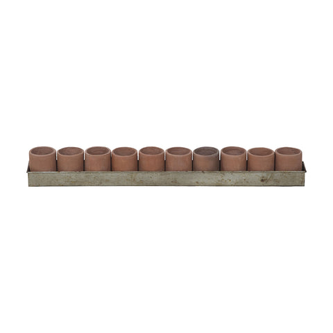 Terra Cotta Tea Light Ring In Natural Terra Cotta And Aged Tin