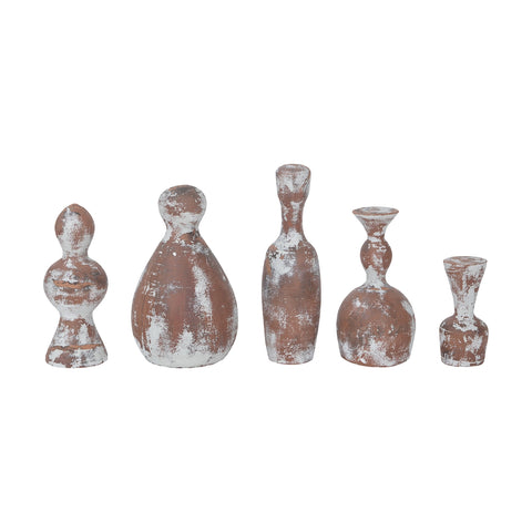 Terra Cotta Artifacts I In Rustic Griege - Set of 5