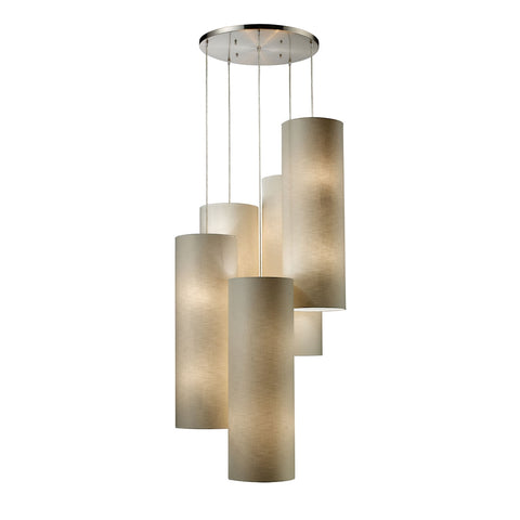 Fabric Cylinder 20 Light Pendant In Satin Nickel