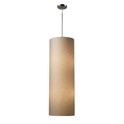 Fabric Cylinder 4 Light Pendant In Satin Nickel