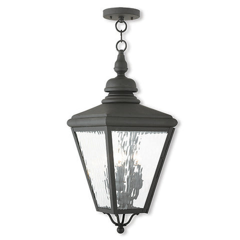 Livex Lighting Cambridge 3 Light Black Outdoor Chain-Hang Lantern