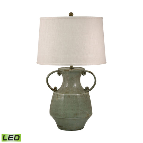 Antiqued Porcelain LED Table Lamp In Celadon Crackle Finish