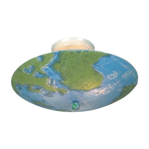 Kidshine 3 Light Semi Flush With World Map Glass