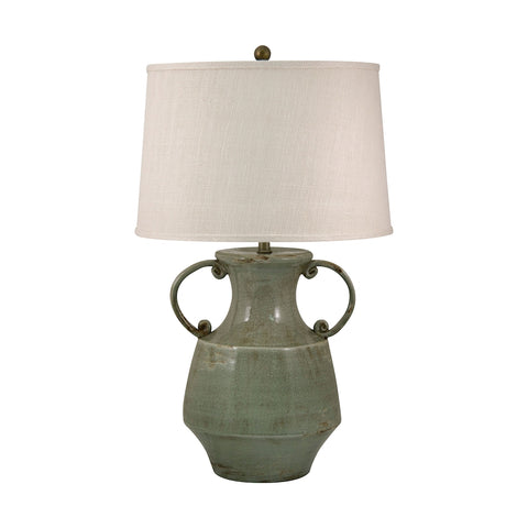 Antiqued Porcelain Table Lamp In Celadon Crackle Finish