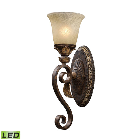 Regency 1 Light LED Vanity In Burnt Bronze And Gold Leaf