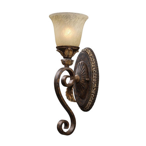 Regency 1 Light Vanity In Burnt Bronze And Gold Leaf