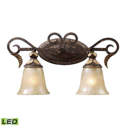 Regency 2 Light LED Vanity In Burnt Bronze And Gold Leaf