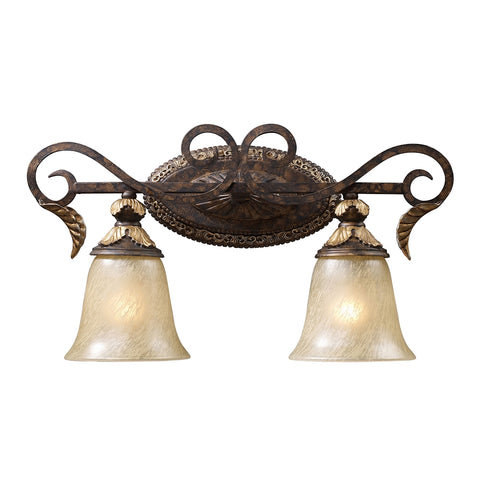 Regency 2 Light Vanity In Burnt Bronze And Gold Leaf