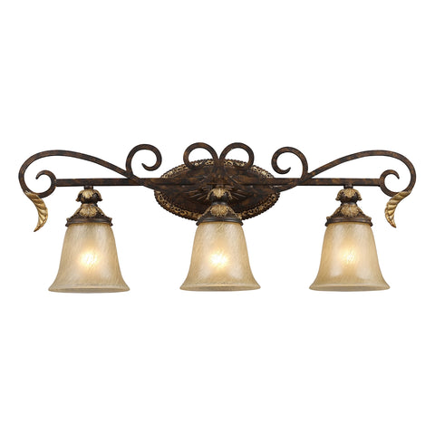 Regency 3 Light Vanity In Burnt Bronze And Gold Leaf