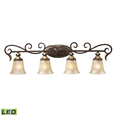 Regency 4 Light LED Vanity In Burnt Bronze And Gold Leaf