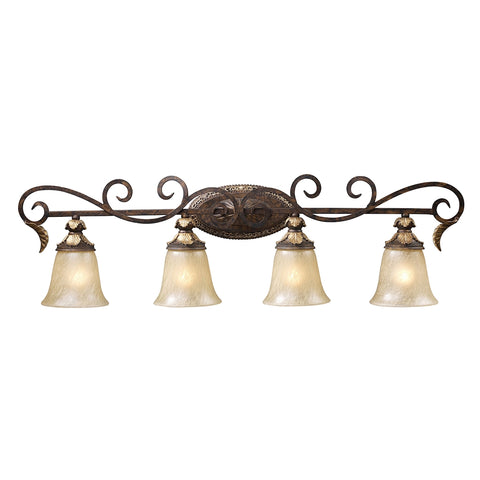 Regency 4 Light Vanity In Burnt Bronze And Gold Leaf