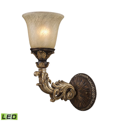 Regency 1 Light LED Wall Sconce In Burnt Bronze And Gold Leaf