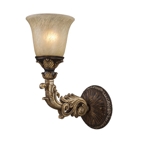 Regency 1 Light Wall Sconce In Burnt Bronze And Gold Leaf