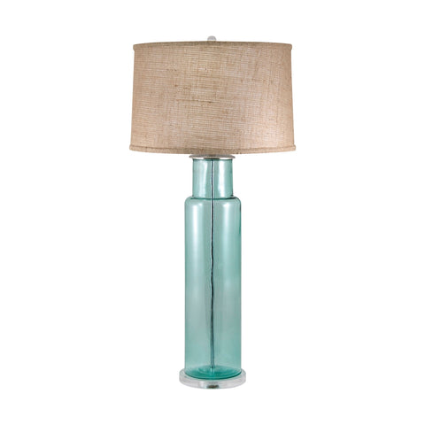Recycled Glass Cylinder Table Lamp In Blue