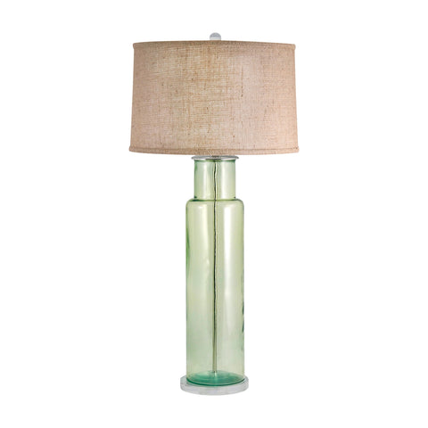 Recycled Glass Cylinder Table Lamp In Green
