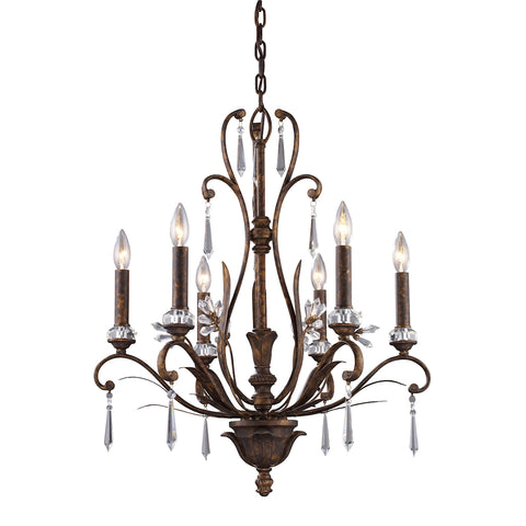 Emilion 6 Light Chandelier In Burnt Bronze