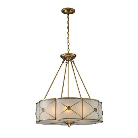 Preston 6 Light Pendant In Brushed Brass