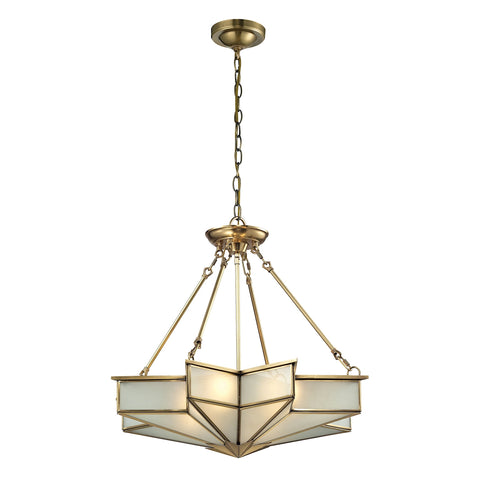 Decostar 4 Light Pendant In Brushed Brass