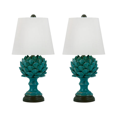 Terra Cotta Artichoke Table Lamp In Blue