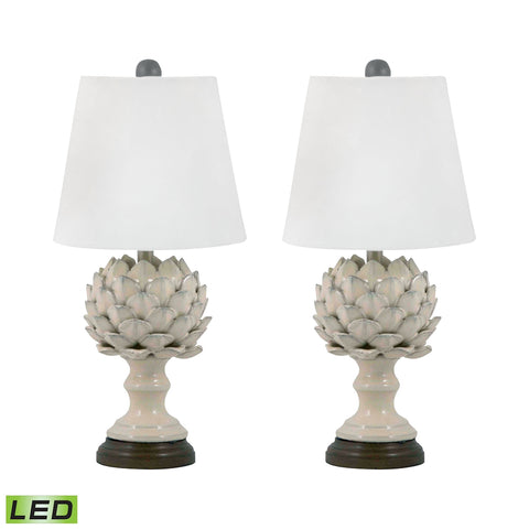 Terra Cotta Artichoke LED Table Lamp In Cream