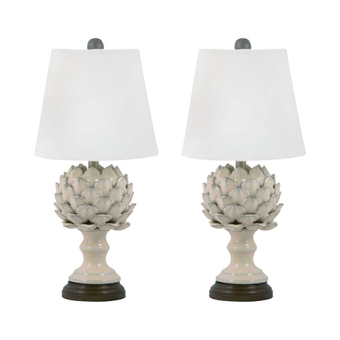Terra Cotta Artichoke Table Lamps In Cream - Set of 2