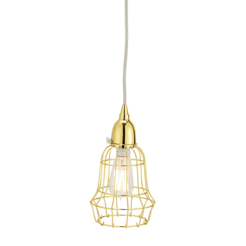 Gold Wire 1 Light Barrel Pendant