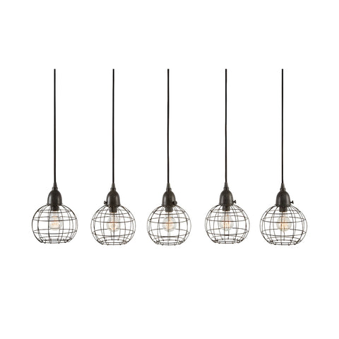 5 Light Wire Ball Pendant In Brown