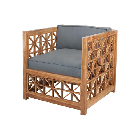 Teak Lattice Chair Cushions In Grey
