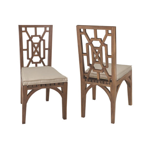 Teak Garden Dining Chair Cushion In White