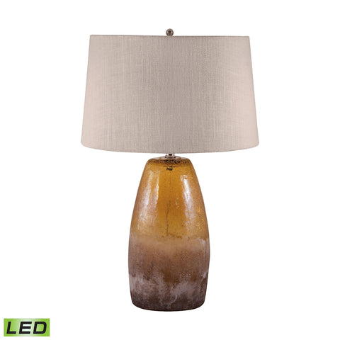 Amber Crackle Arctic Glass LED Table Lamp