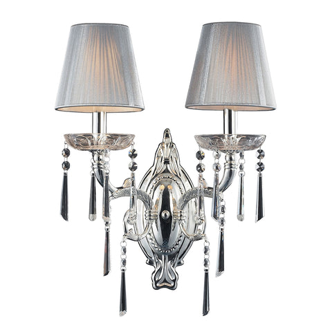 Princess 2 Light Wall Sconce In Polished Silver With Silk String Shades