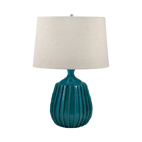 Ribbed Terra Cotta Table Lamp In Sky Blue