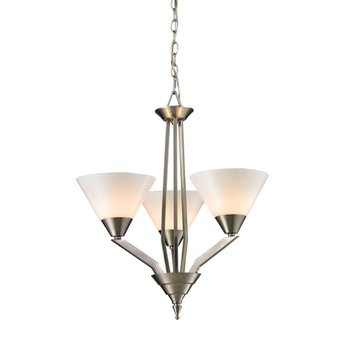 Tribecca 3 Light Chandelier  In Brushed Nickel