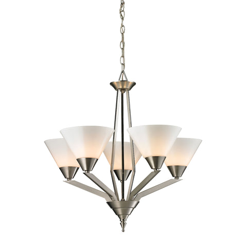 Tribecca 5 Light Chandelier In Brushed Nickel