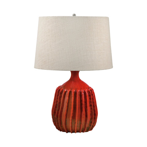 Ribbed Terra Cotta Table Lamp In Tomato Red