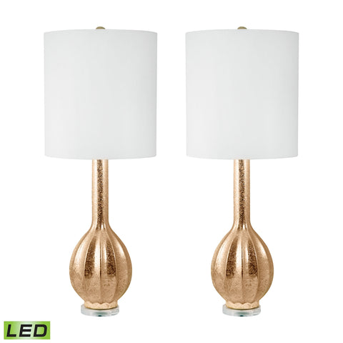 Glam Fluted Gourd Ceramic LED Table Lamp