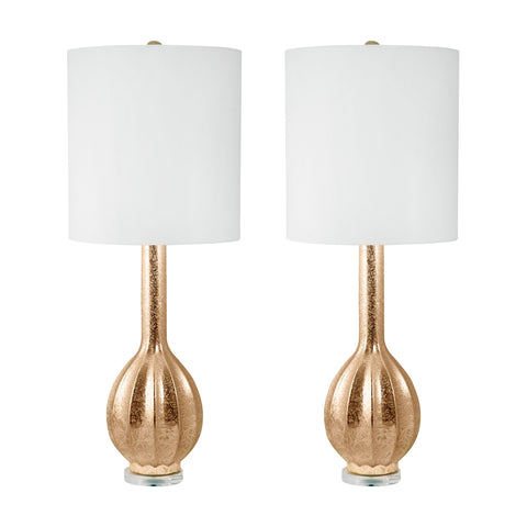 Glam Fluted Gourd Ceramic Table Lamp