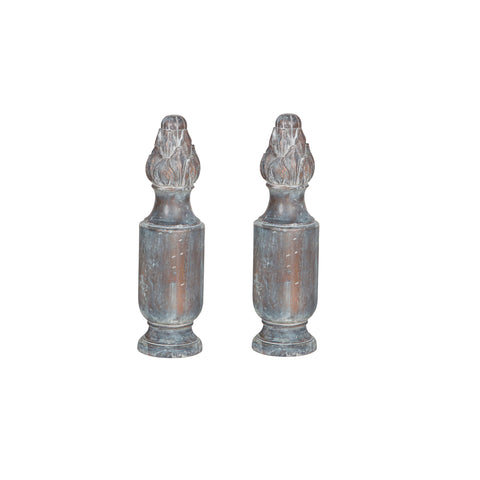 Sparta Finials In Distressed Grey Stain