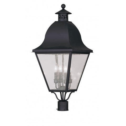 Livex Lighting Amwell 4 Light Black Outdoor Post Lantern